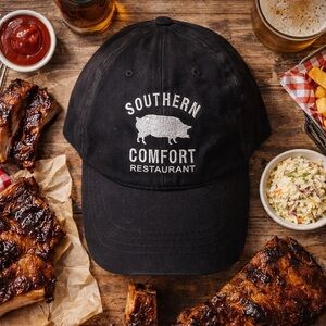 Southern Comfort Restaurant Black Hat | Adjustable Outdoor Cap